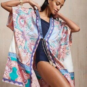 CHICO'S Silk Medallion Print Ruana Wrap S/M